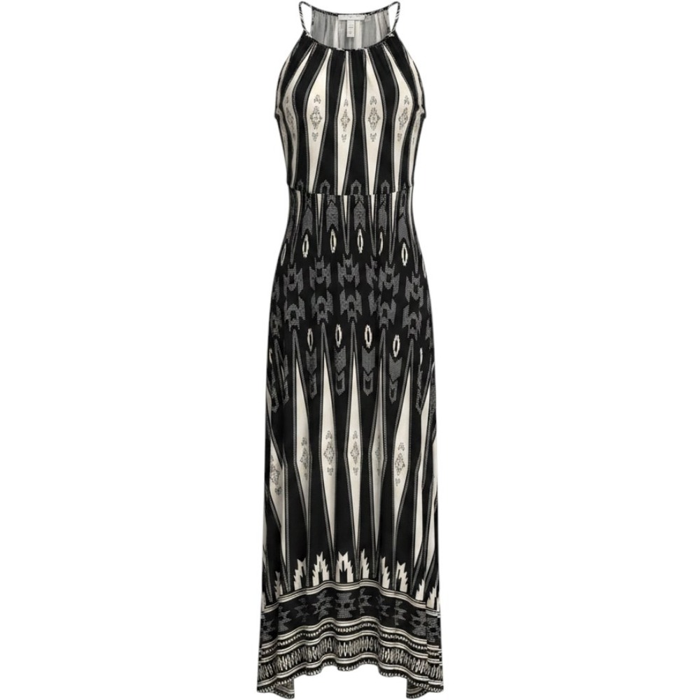 L Love Black White Aztec Geometric Print Maxi Dress Sleeveless Boho 2XL CL23034
